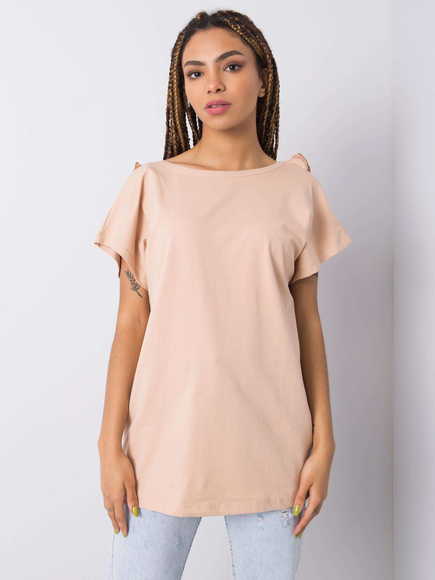 Beige Bluse mit Rüschen Leanne.
