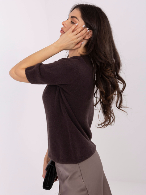 Czekoladowy miękki sweter z domieszką alpaki