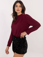 Hurt Bordowa  wizytowa bluzka z ozdobnymi guzikami