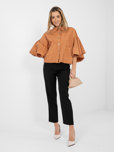 Ceglasta jeansowa kurtka z rękawem 3/4 RUE PARIS