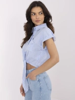 Niebiesko-biała rozpinana koszula z krótkim rękawem