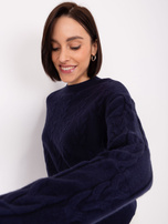 Hurt navy blue sweater with braids in a loose fit.