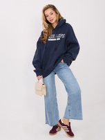 Granatowa damska bluza kangurka z napisem