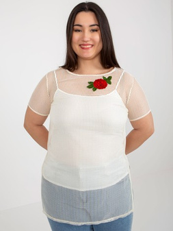 Light beige two-piece plus size blouse with top 46