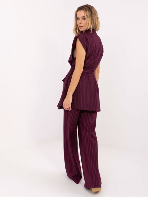 Burgundowa garniturowa kamizelka w paski RUE PARIS