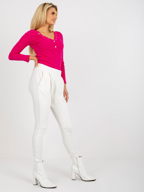 Hurtownia Ecru damskie spodnie dresowe baggy z zamkiem