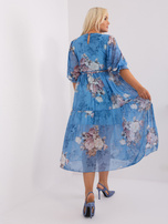Hurtownia Niebieska sukienka plus size we wzory