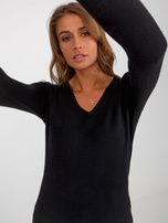 Hurtownia Czarny damski sweter klasyczny z wiskozą