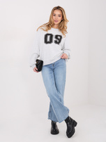 Jasnoszara damska bluza oversize z bawełny 