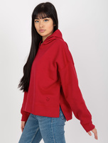 Hurt Ciemnoczerwona dresowa bluza z kapturem z naszywką MAYFLIES