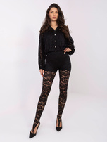 Czarne koronkowe legginsy z zakładką na palec 