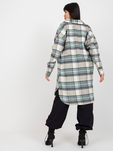 Hurt Khaki luźna koszula długa w kratę STITCH & SOUL