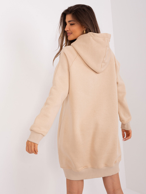 Hurt Beżowa ocieplana bluza kangurka z kapturem