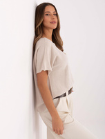 Hurt Beżowy sweter oversize z dodatkiem wiskozy