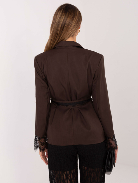 Czekoladowa marynarka z koronkowymi wstawkami