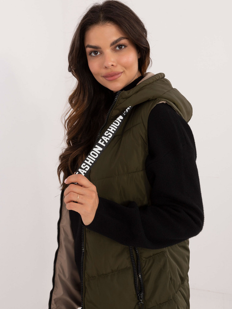 Hurt Khaki długa dwustronna kamizelka damska z pikowaniem