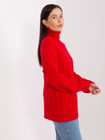 Hurtownia Czerwony sweter z golfem ze ściągaczami