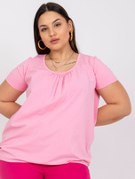 Šviesiai rožinė medvilninė plus size marškinėliai Celeste.
