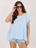 Jasnoniebieska luźna bluzka w kratkę