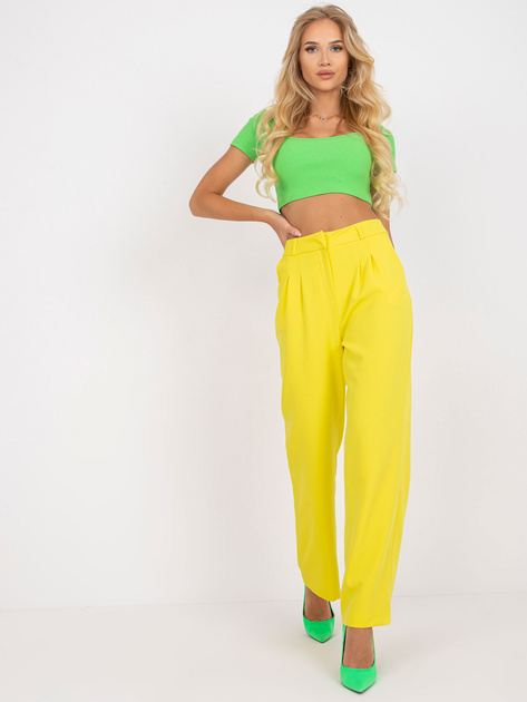 Żółte spodnie materiałowe z wysokim stanem RUE PARIS