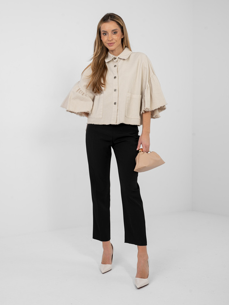 Beżowa jeansowa kurtka z kieszeniami RUE PARIS