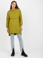 Hurt Oliwkowa długa bluza basic z kieszenią
