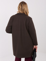 Czekoladowy płaszcz z podszewką w kratę