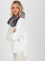 Hurtownia Szaro-różowy damski komin zimowy w kratę