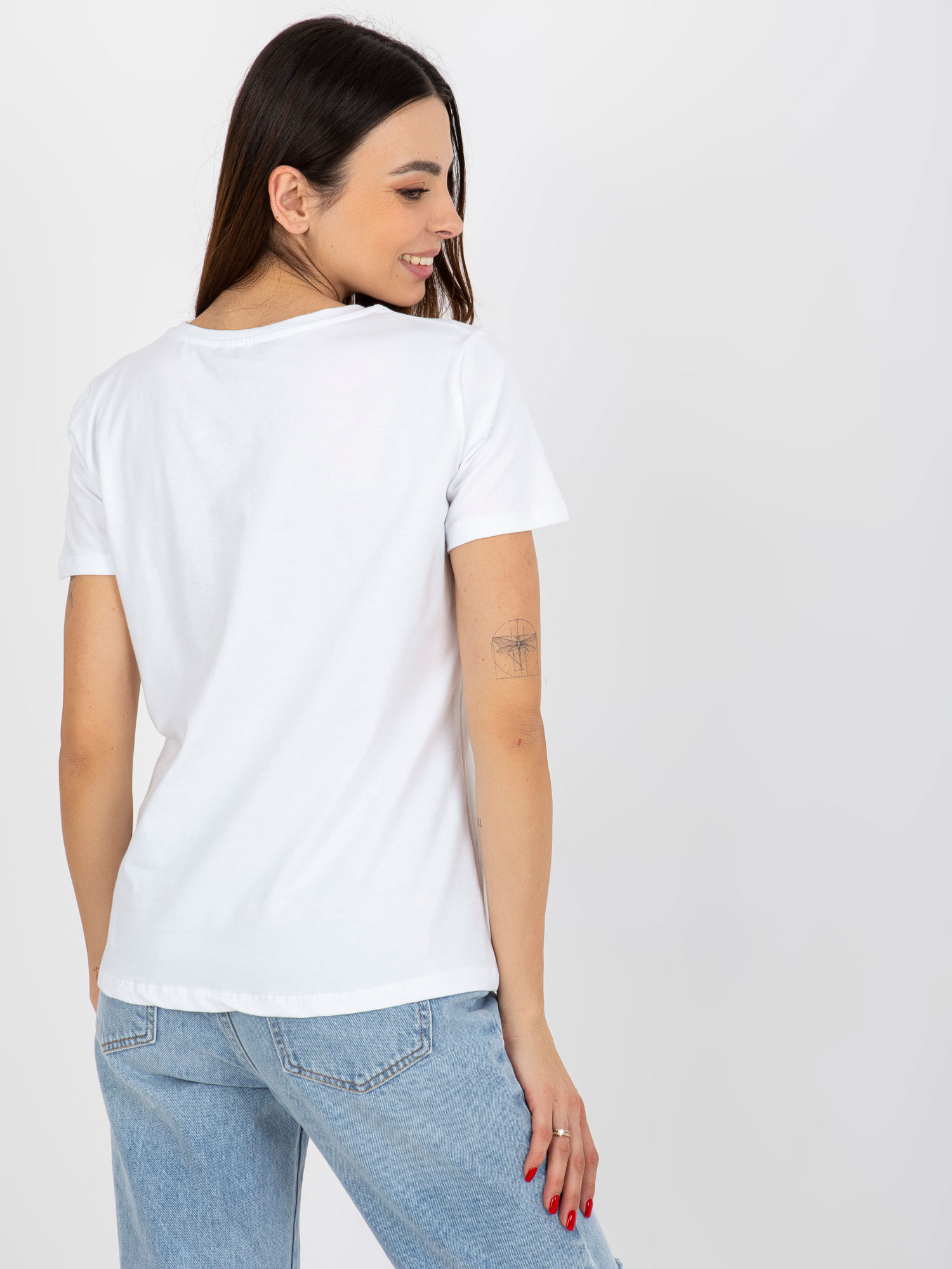 Hurt White-green t-shirt with star print BASIC FEEL GOOD.