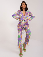 Hurt Liliowy elegancki komplet damski z marynarką