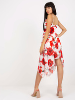 Wholesale white-red floral strappy dress.