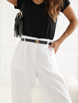 Białe sztruksowe spodnie z kieszeniami RUE PARIS