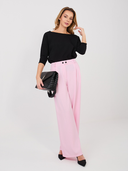 Pastelowe różowe eleganckie spodnie z szeroką nogawką  RUE PARIS