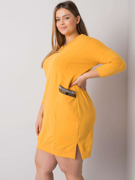 Żółta sukienka plus size z kieszeniami Susan