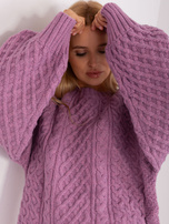Hurt Fioletowa sukienka dzianinowa z warkoczami
