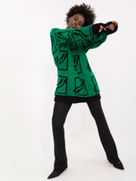 Hurt Zielony damski sweter oversize z wełną