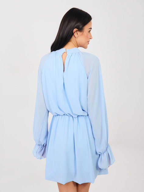 Jasnoniebieska koktajlowa sukienka z falbanami RUE PARIS