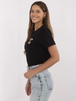 Czarny t-shirt z okrągłym dekoltem