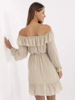 Jasnobeżowa sukienka boho z paskiem Farren OCH BELLA 