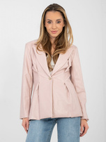 Jasnoróżowa skórzana marynarka z podszewką RUE PARIS 