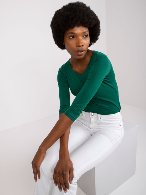 Ciemnozielona bluzka basic z bawełny Mona