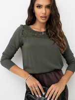 Khaki elegant blouse made of viscose.