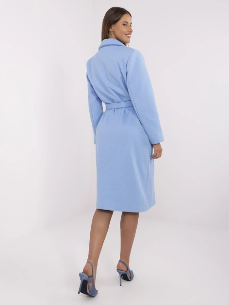 Jasnoniebieski jednorzędowy płaszcz z kieszeniami