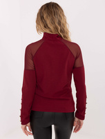 Bordowa bluzka ze wstawkami z siateczki RUE PARIS