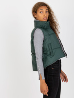 Hurtownia online Ciemnozielona pikowana kamizelka puchowa