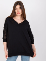 Czarna bawełniana bluzka z koronką Leja RUE PARIS