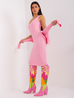 Hurt Różowy damski komplet basic z krótką bluzką 