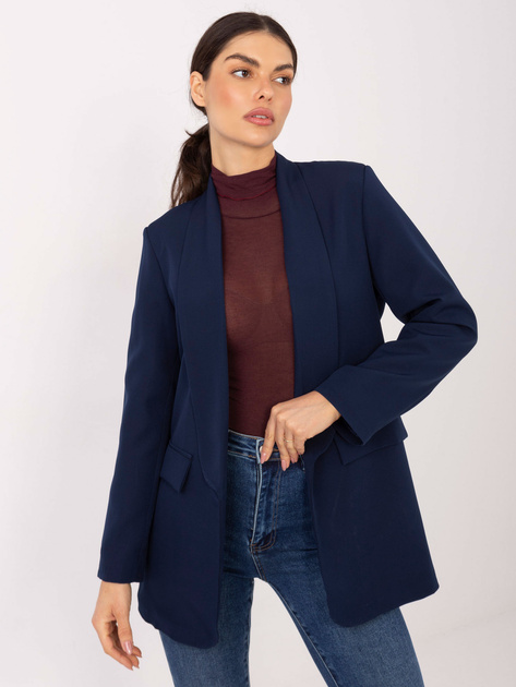 Granatowa marynarka z marszczonym rękawem