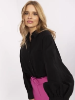 Czarna rozpinan koszula oversize z kieszenią 