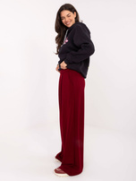 Bordowe dresowe spodnie palazzo